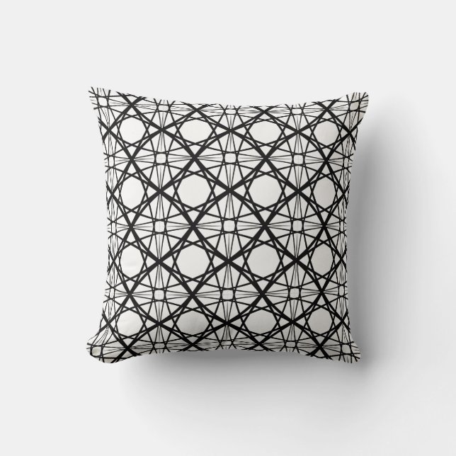 Svartvit geometrisk grafik kudde (Framsida)