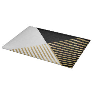 Svartvit geometrisk Guld Rand Modern design