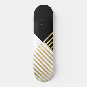 Svartvit geometrisk Guld Rand Modern design Mini Skateboard Bräda 18,5 Cm