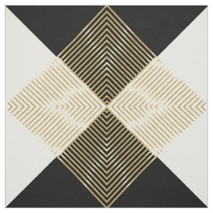 Svartvit geometrisk Guld Rand Modern design Tyg