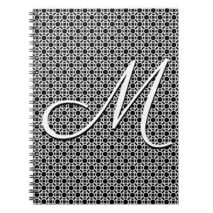 Svartvit geometrisk inledande monogram anteckningsbok