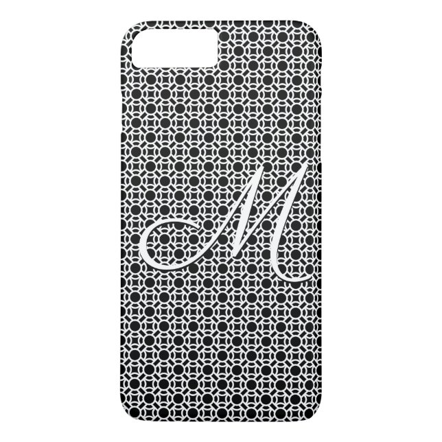 Svartvit geometrisk inledande monogram Case-Mate iPhone skal (Baksida)