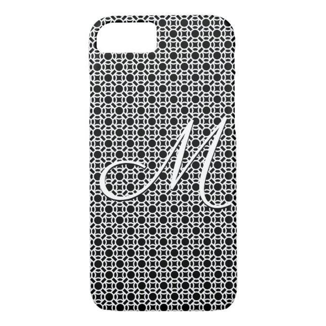 Svartvit geometrisk inledande monogram Case-Mate iPhone skal (Baksida)