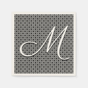 Svartvit geometrisk inledande monogram pappersservett