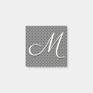 Svartvit geometrisk inledande monogram post-it block