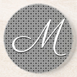 Svartvit geometrisk inledande monogram underlägg
