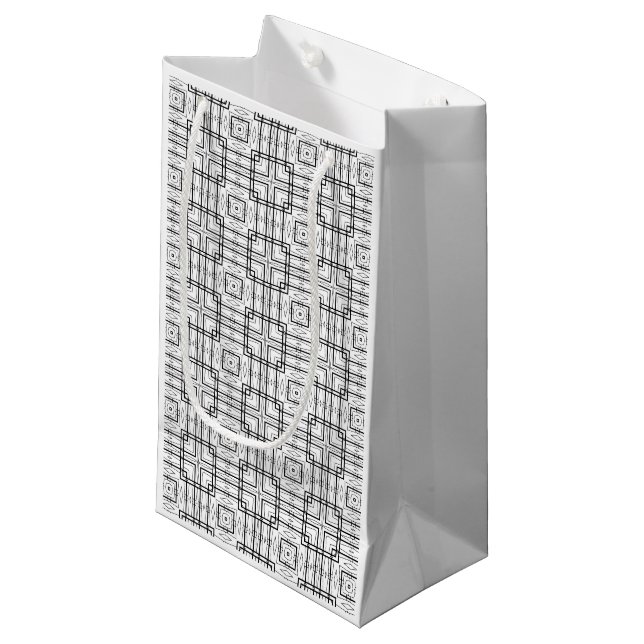 Svartvit Geometrisk kvadrat Mönster Gift Bag (Framsidan Vinklad)
