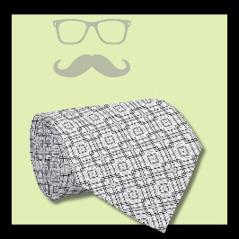 Svartvit geometrisk kvadrat Mönster Slips