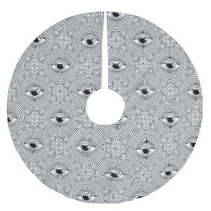 Svartvit geometrisk Mönster Julgransmatta Borstad Polyester