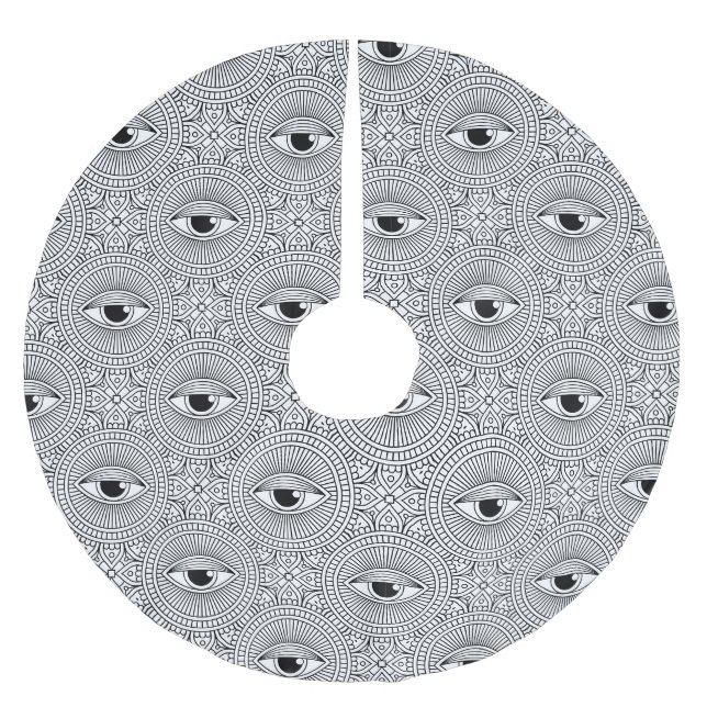 Svartvit geometrisk Mönster Julgransmatta Borstad Polyester (Framsidan)