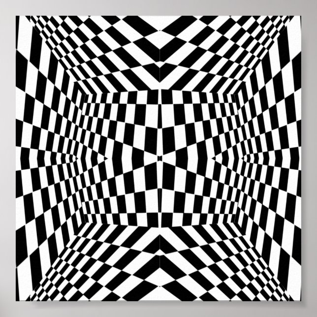 Svartvit geometrisk Mönster Poster (Framsidan)