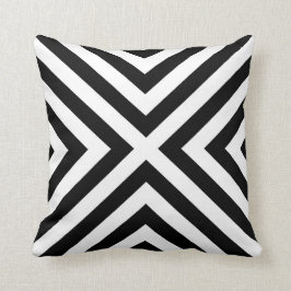 Svartvit geometrisk Rand-design Kudde