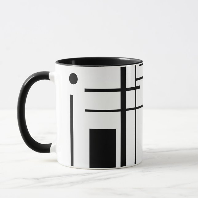 Svartvit geometrisk Shapekaffemugg Mugg (Vänster)