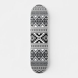 Svartvit geometrisk stambok Mönster Aztec Boho Mini Skateboard Bräda 18,5 Cm
