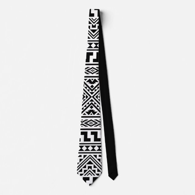 Svartvit geometrisk stambok Mönster Aztec Boho Slips (Framsida)