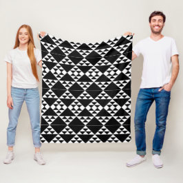 Svartvit geometrisk triangel Mönster Ull Fleecefilt