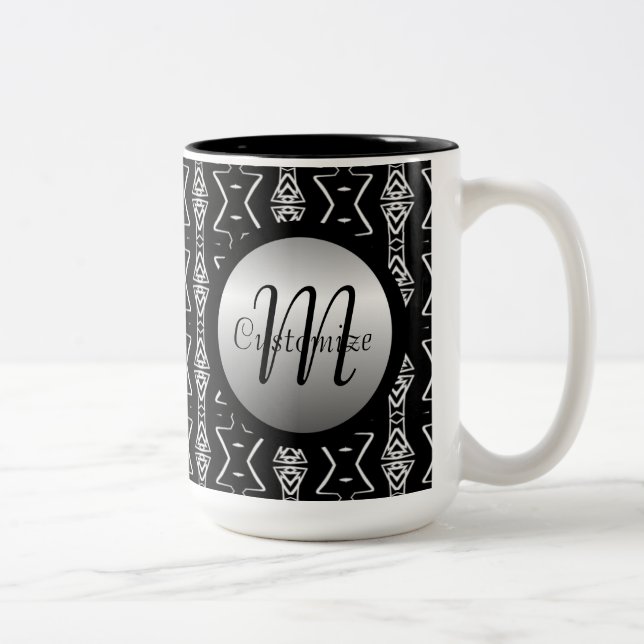 Svartvit geometrisk triangel Mugg (Höger)