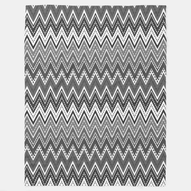 Svartvit geometrisk zigzag mönster fleecefilt (Framsidan)