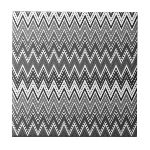 Svartvit geometrisk zigzag mönster kakelplatta