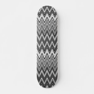 Svartvit geometrisk zigzag mönster mini skateboard bräda 18,5 cm