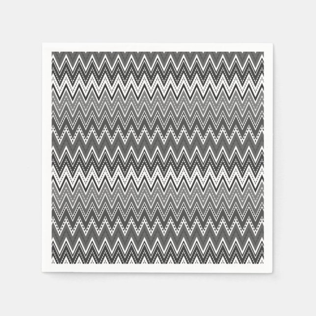 Svartvit geometrisk zigzag mönster pappersservett (Framsidan)