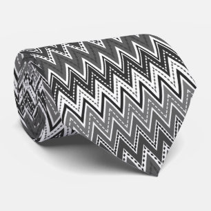 Svartvit geometrisk zigzag mönster slips