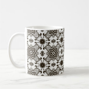 Svartvit geometriskt Blommönster Kaffemugg