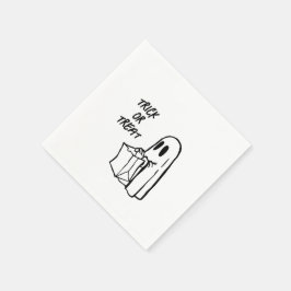 Svartvit Ghost med Bag Bus eller godis Pappersservett