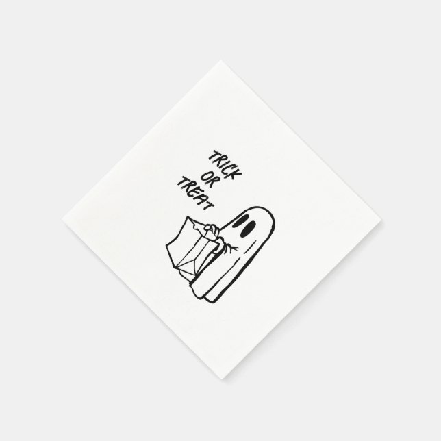 Svartvit Ghost med Bag Bus eller godis Pappersservett (Hörn)