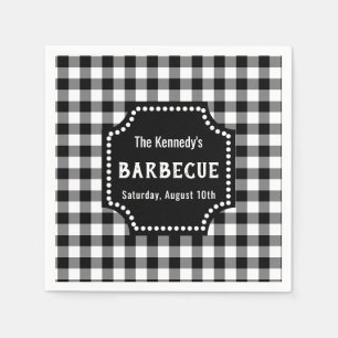 Svartvit Gingham BBQ Pappersservett