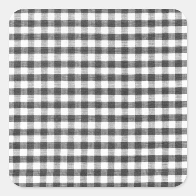 Svartvit gingham mönster fyrkantigt klistermärke (Framsida)