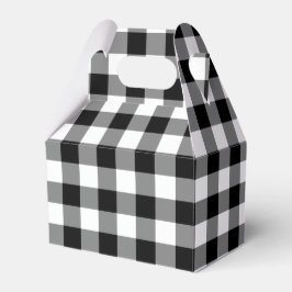 Svartvit Gingham Mönster Gable Favor Box Presentaskar