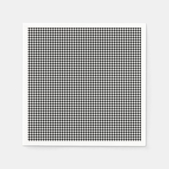 Svartvit Gingham-PAPPRA PARTY TALLRIKAR Pappersservett (Framsidan)