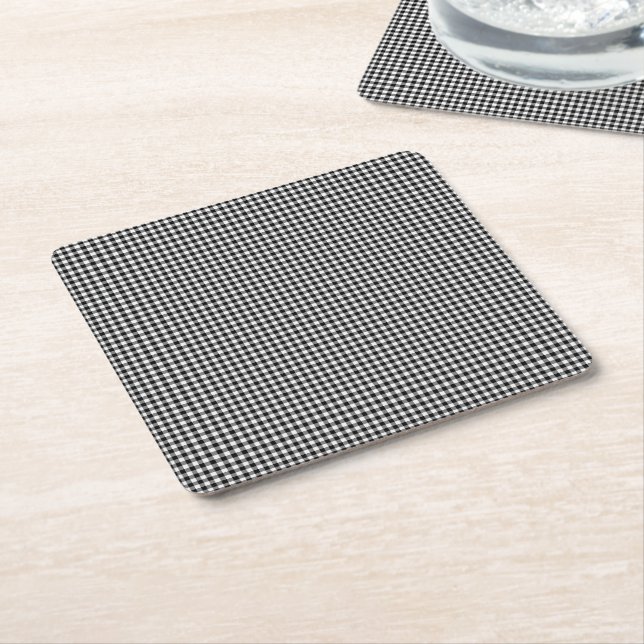 Svartvit Gingham-PAPPRA PARTY UNDERLÄGGS Underlägg Papper Kvadrat (Vinklad)