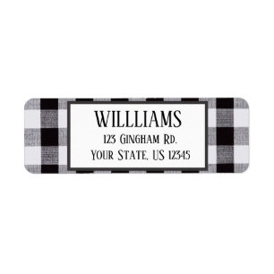 Svartvit gingham Play Fall Autum Returadress Etikett