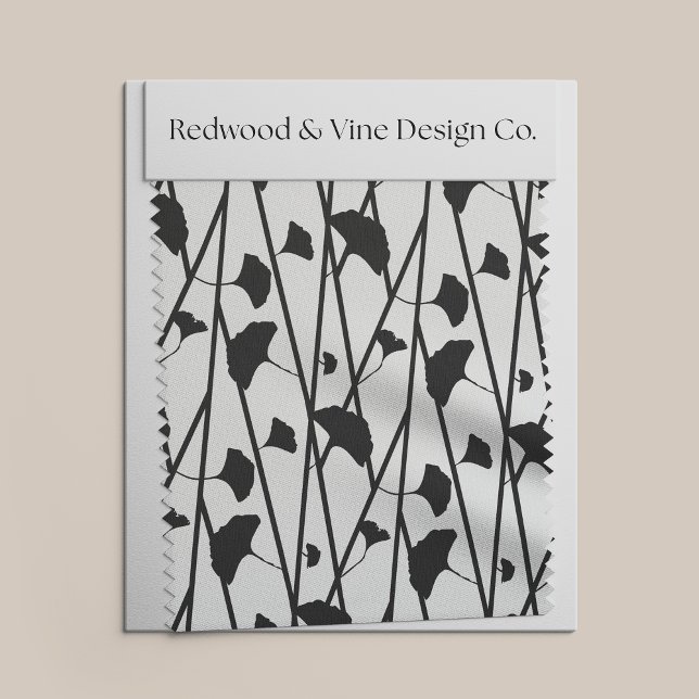 Svartvit Ginkgo Löv Mönster Tyg (Skapare uppladdad)