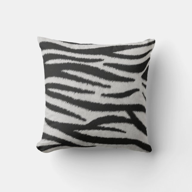 Svartvit Giraffe faux päls rand mönster Kudde (Framsida)