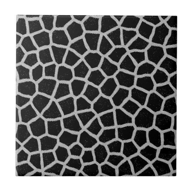 Svartvit Giraffe-utskrift Kakelplatta (Framsidan)
