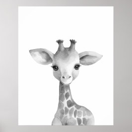 Svartvit Giraffe-utskrift Poster