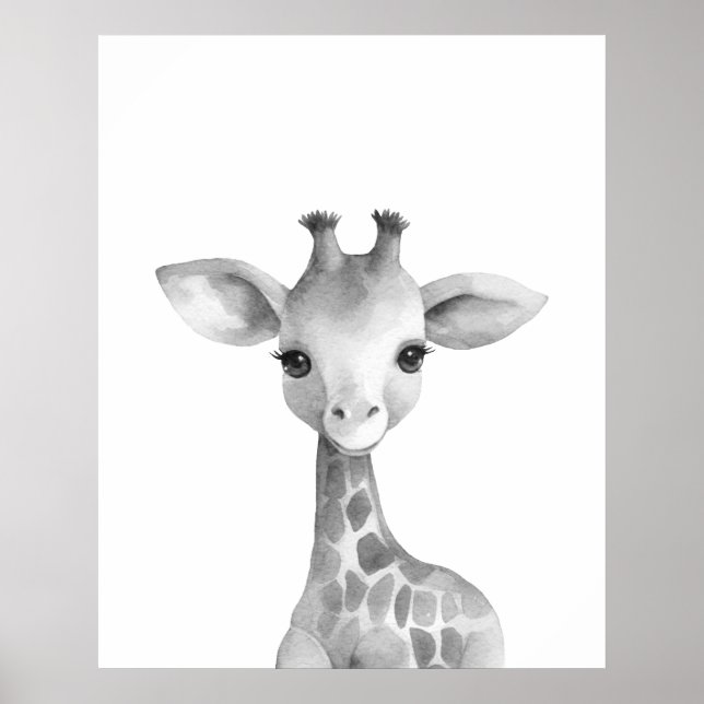Svartvit Giraffe-utskrift Poster (Framsidan)