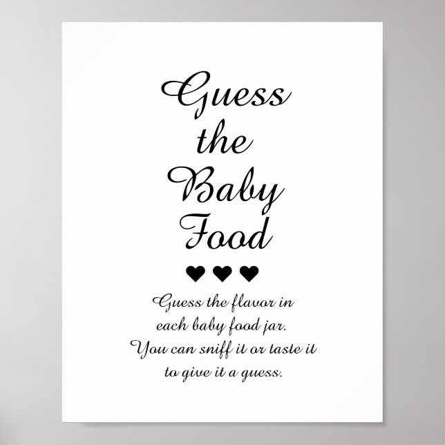 Svartvit gissar Baby Matspel Poster (Framsidan)
