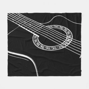 Svartvit gitar fleecefilt