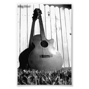 Svartvit gitarr fototryck