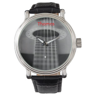 Svartvit gitarrklocka armbandsur