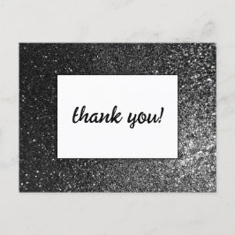 Svartvit Glam Chic Modern Bröllop Glitter Vykort