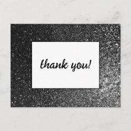 Svartvit Glam Chic Modern Bröllop Glitter Vykort