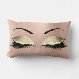 Svartvit Glam Makeup-utslag ro Guld Glitter Lumbarkudde