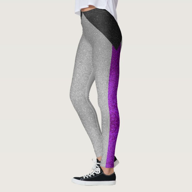 Svartvit Glitter Demisexual Gay pride Flagga Leggings (Vänster)