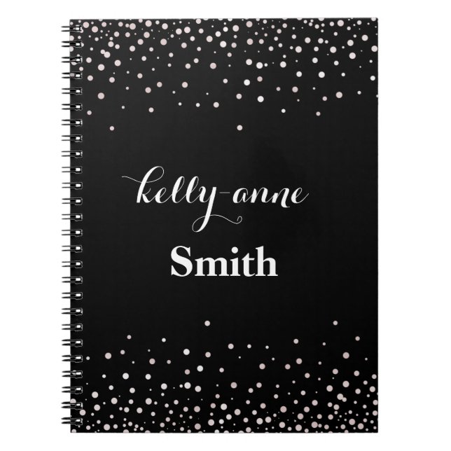 Svartvit Glitter Faux Foil Glamustin Kraft Anteckningsbok (Framsidan)