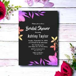 Svartvit glöd Neon-Blommigtens Möhippa Inbjudningar